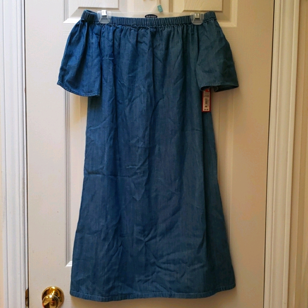 NWT Chambray Off-the-Shoulder Dress